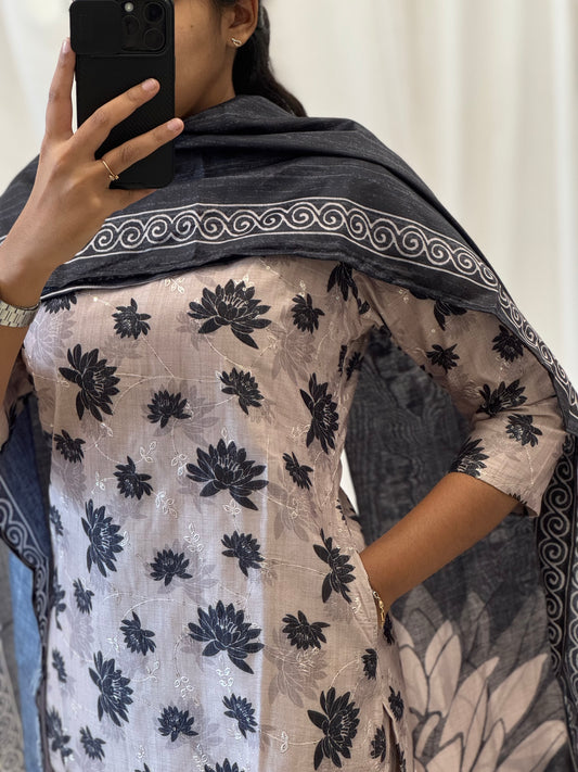 Embroidered Chanderi 3-Piece Set