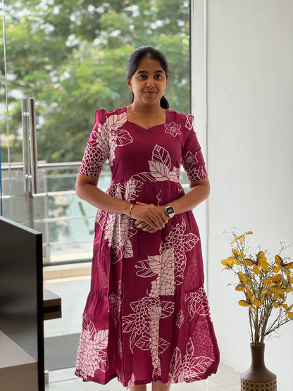 Floral Printed Two Tier Cotton Maxi