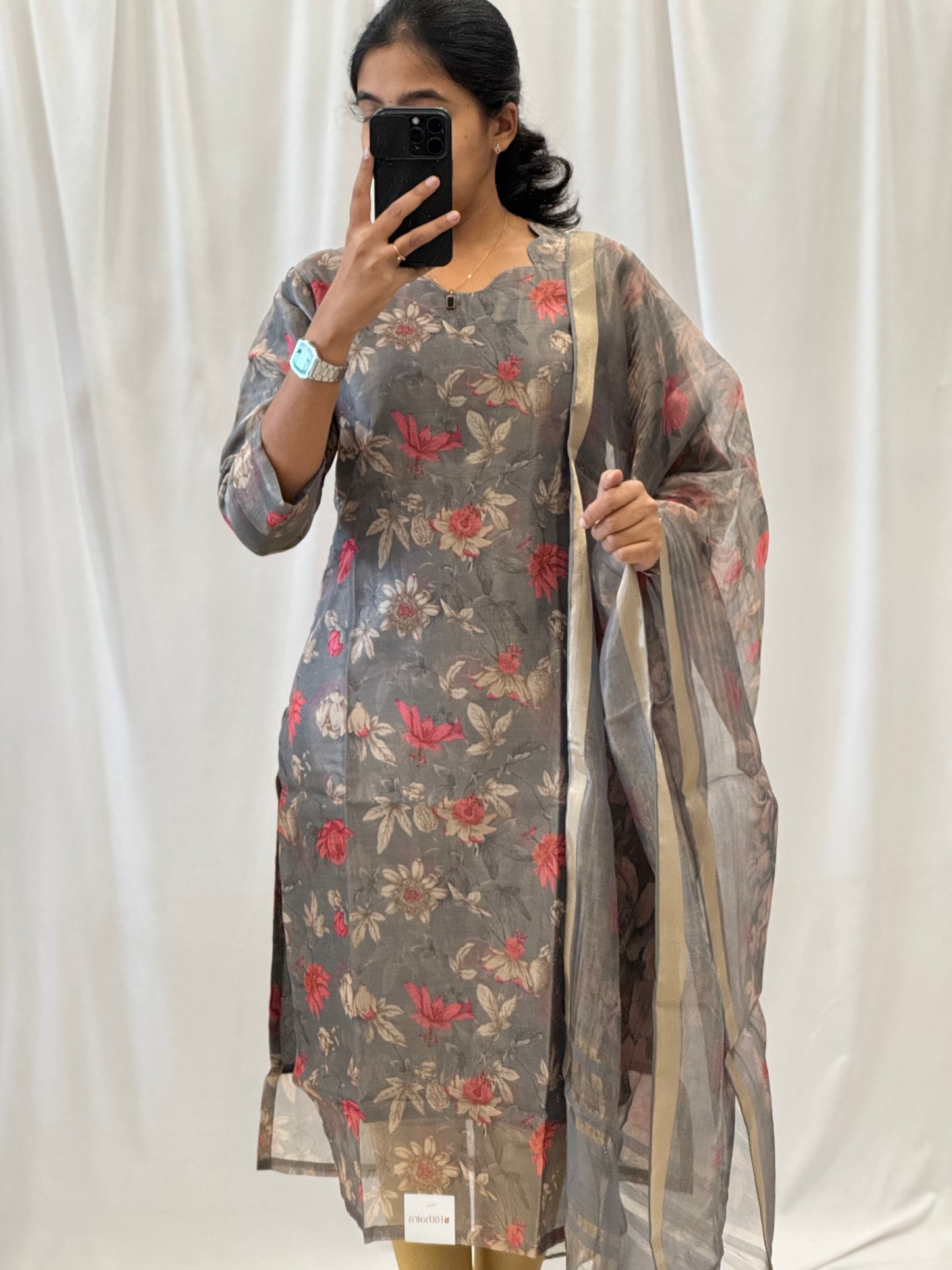 Floral Tissue kurti with Duppata