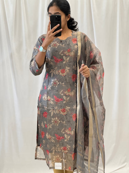 Floral Tissue kurti with Duppata
