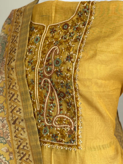 Hand-Embroidered Tissue Linen Suit