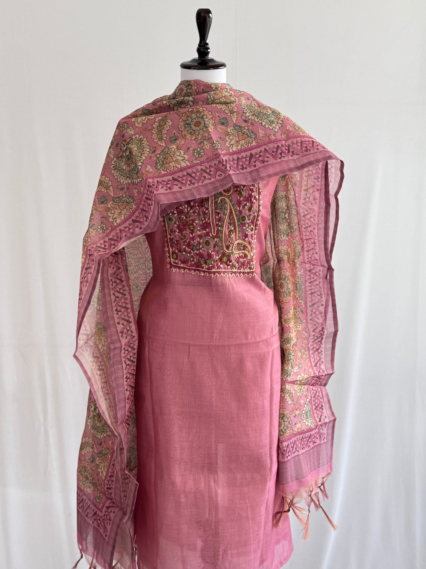 Hand-Embroidered Tissue Linen Suit