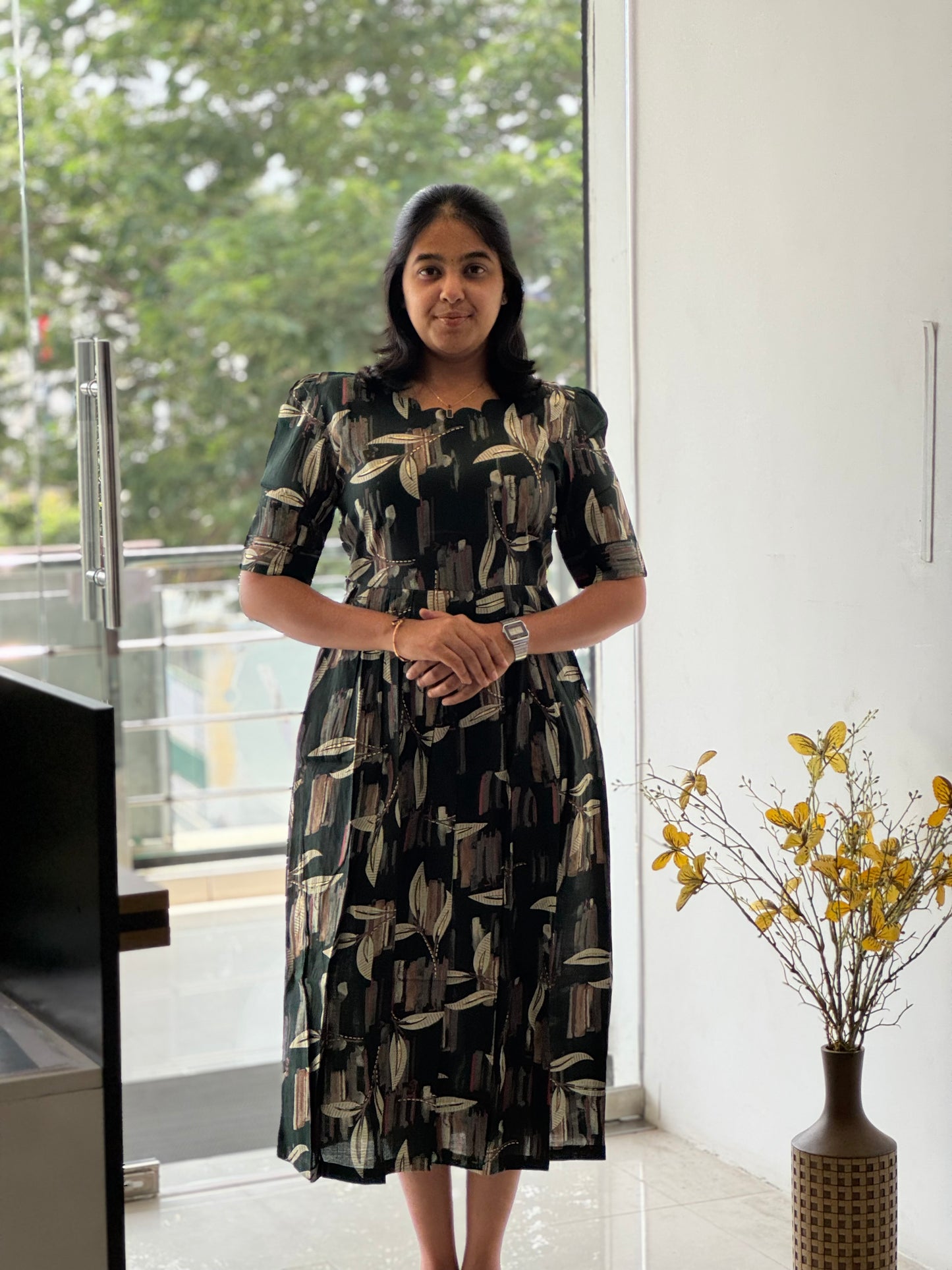 Leaf Printed Spun Rayon Maxi