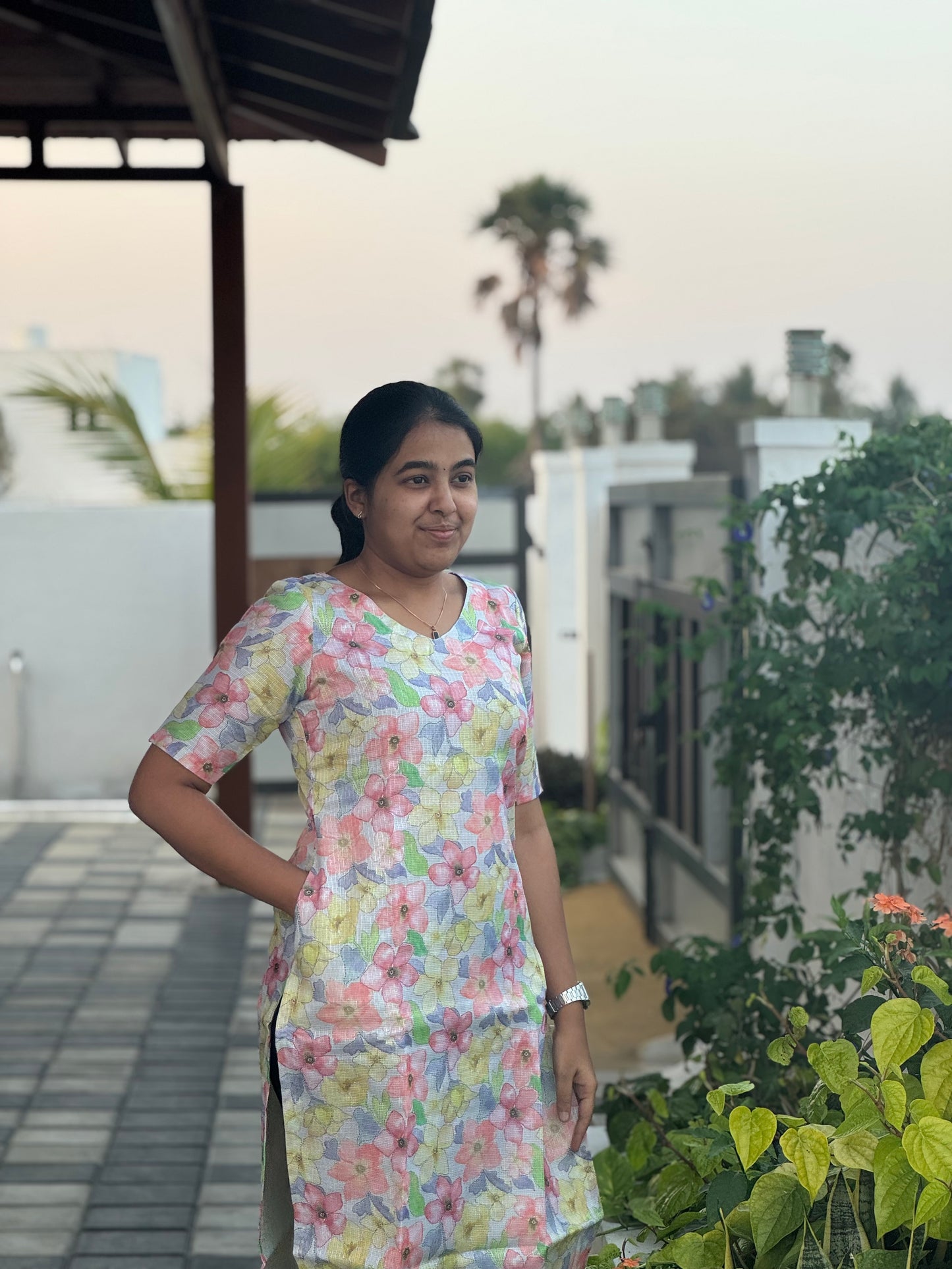 Mild Floral Kota Kurti