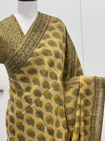 Pure Hand block printed Modal Silk Saree