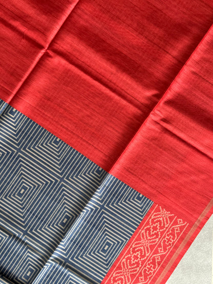 Geometric Printed Semi Tusser Saree