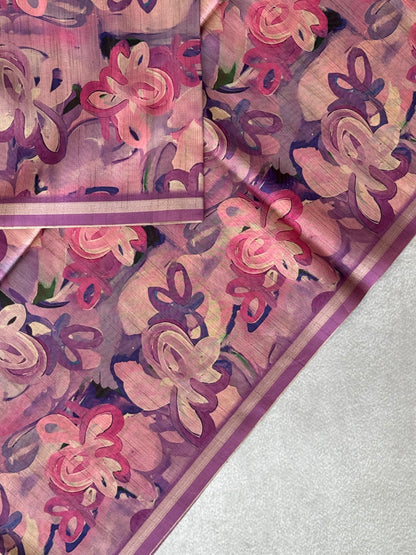 Brush Paint Printed Tissue Chanderi Saree
