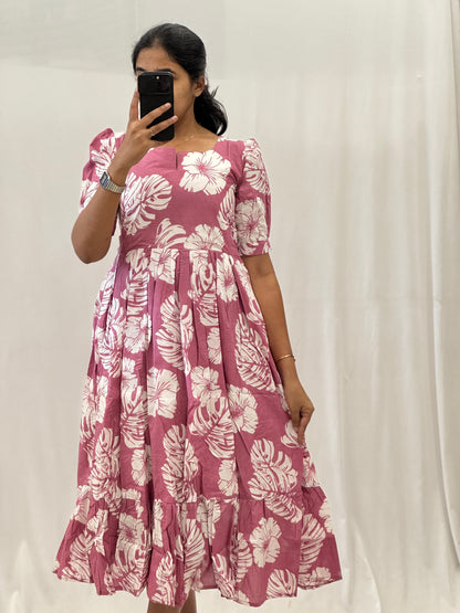 Pink Floral 2-Tier Maxi with Lining