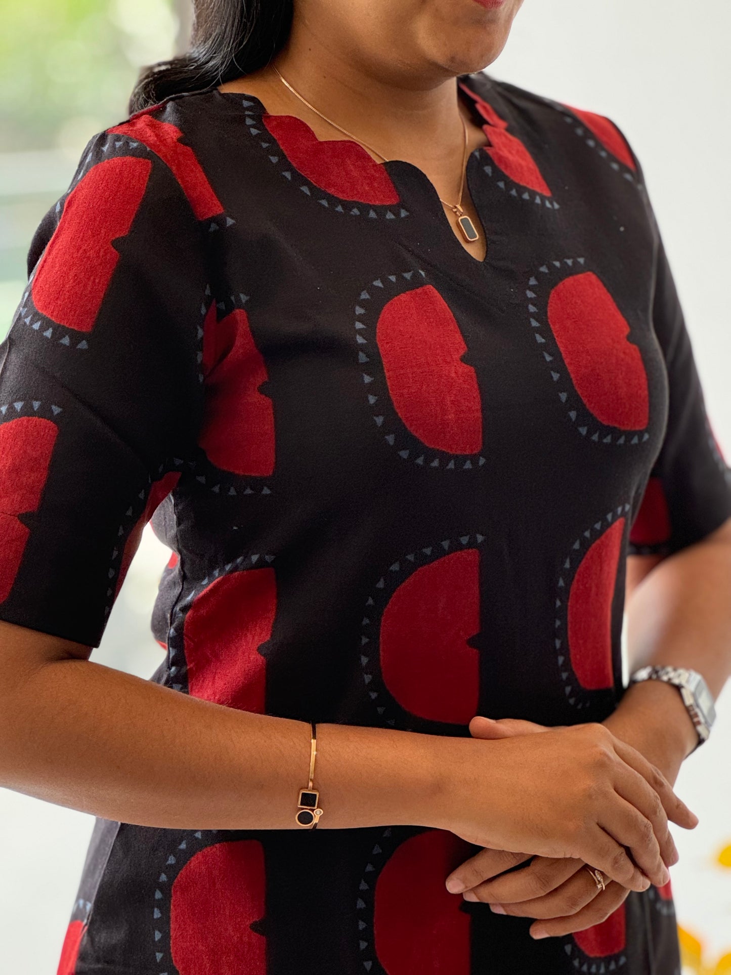 Black & Red Cotton Co-Ord Set