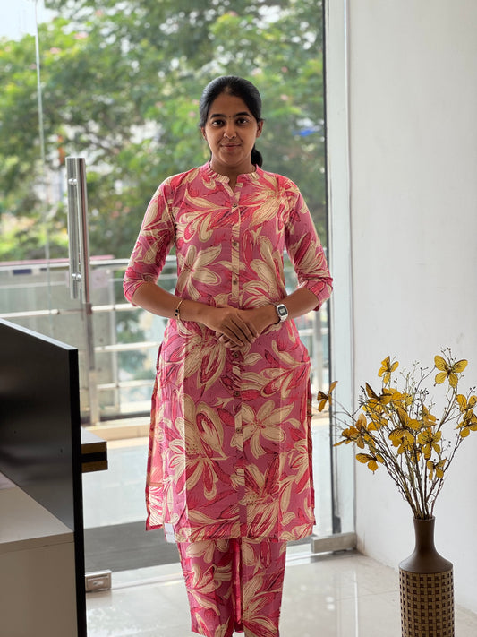 Pink Cotton Co-ord Set