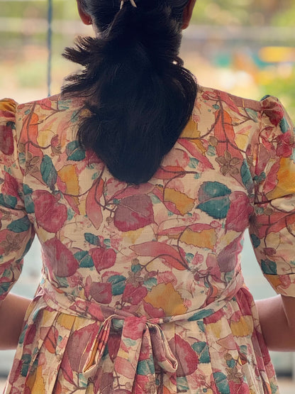 Pink Floral Rayon Maxi with Lining