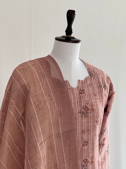 Baby Pink Floral Tissue Linen Set