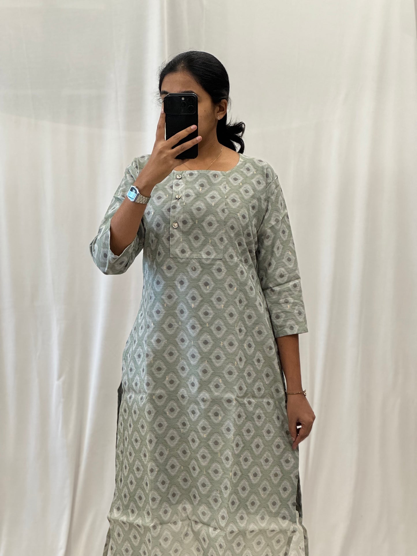 Chanderi Cotton Staright Kurti