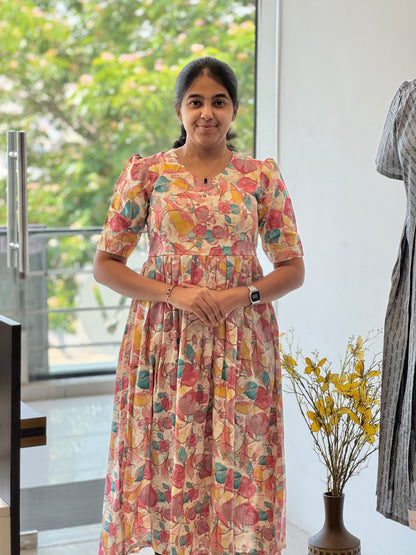 Pink Floral Rayon Maxi with Lining