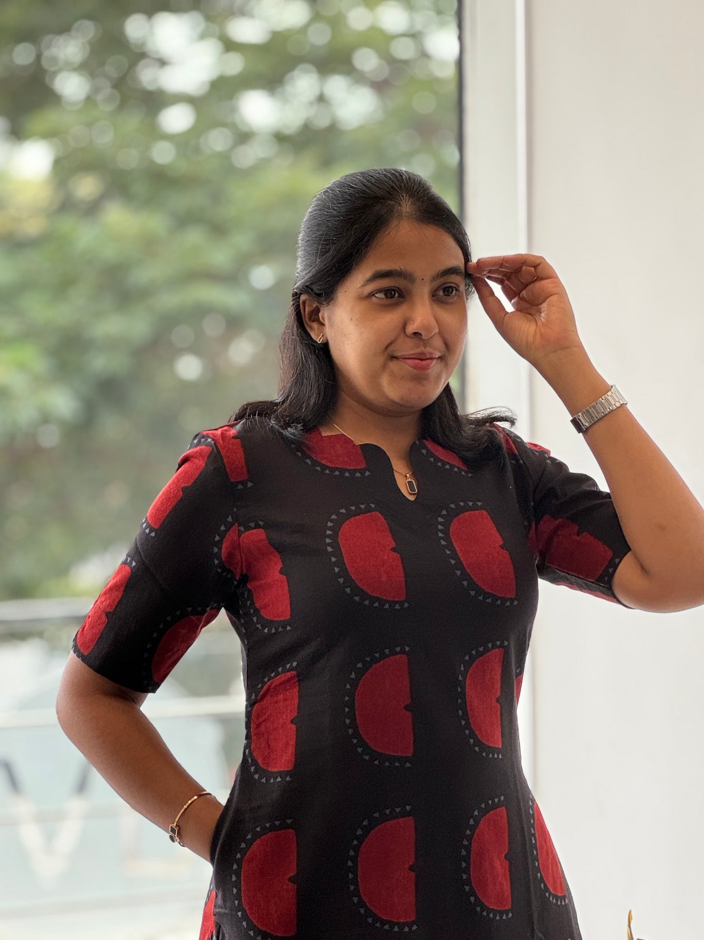Black & Red Cotton Co-Ord Set