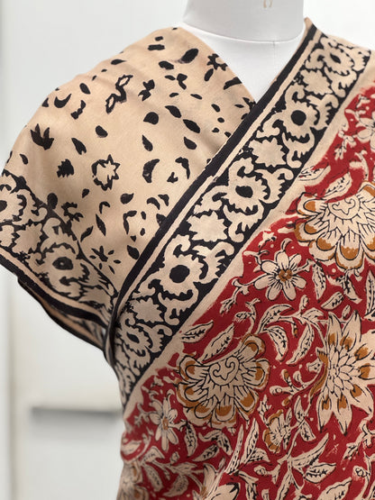 Pure Hand block printed Modal Silk Saree