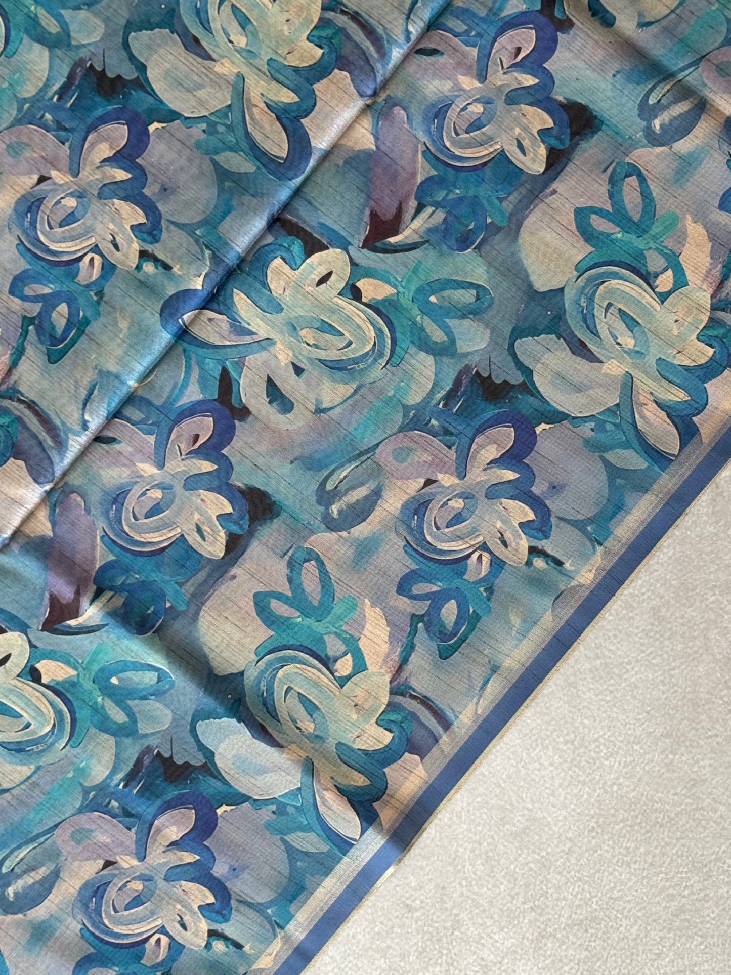 Brush Paint Printed Tissue Chanderi Saree