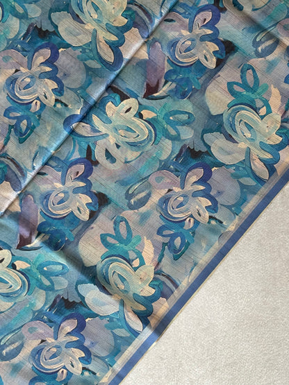 Brush Paint Printed Tissue Chanderi Saree