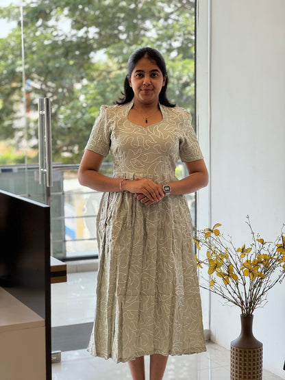 Embroidered Crush Cotton Maxi