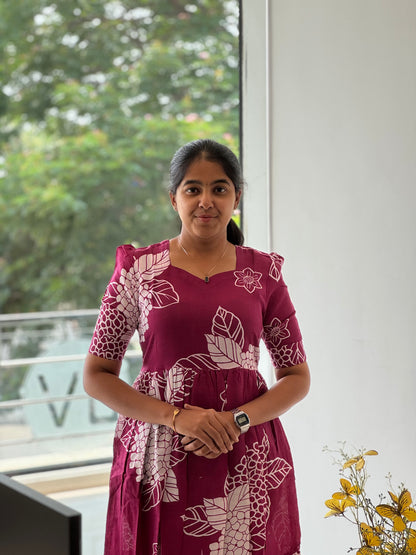 Floral Printed Two Tier Cotton Maxi