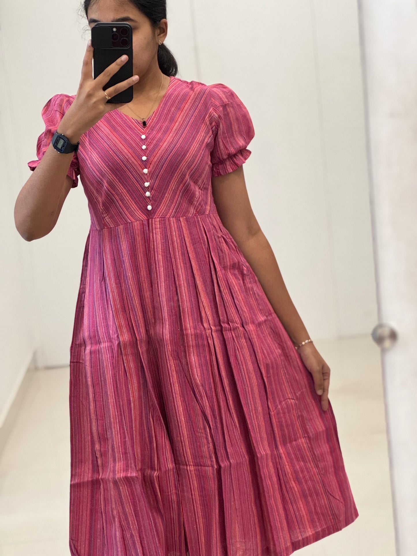 Cotton Pompom Umbrella Kurti