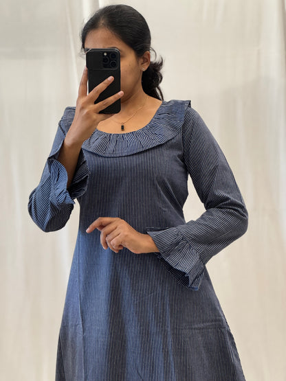 Cotton A Line Dress with Ruffles