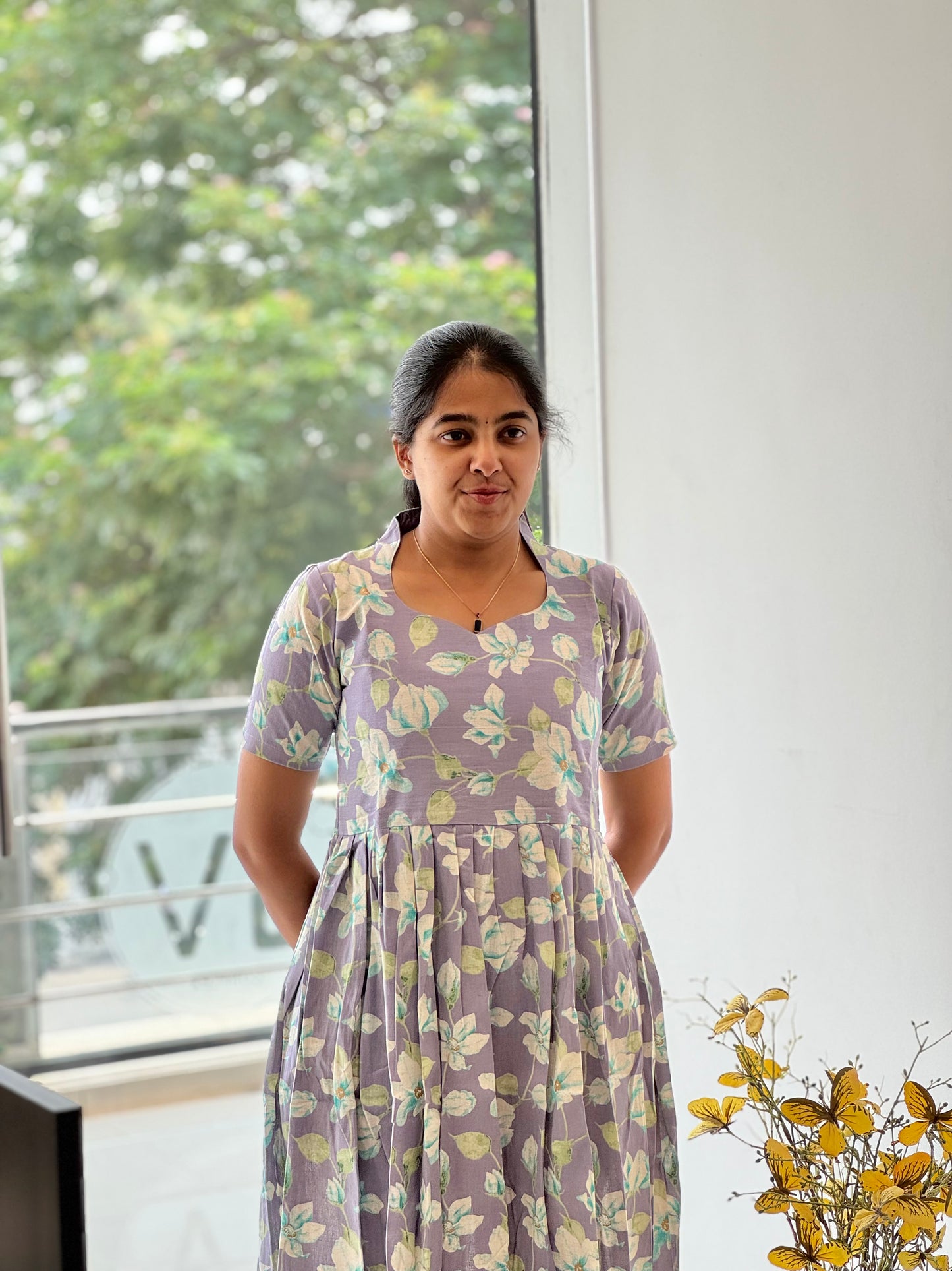 Lavendar Linen Cotton Two-Tier Maxi