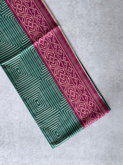 Geometric Printed Semi Tusser Saree