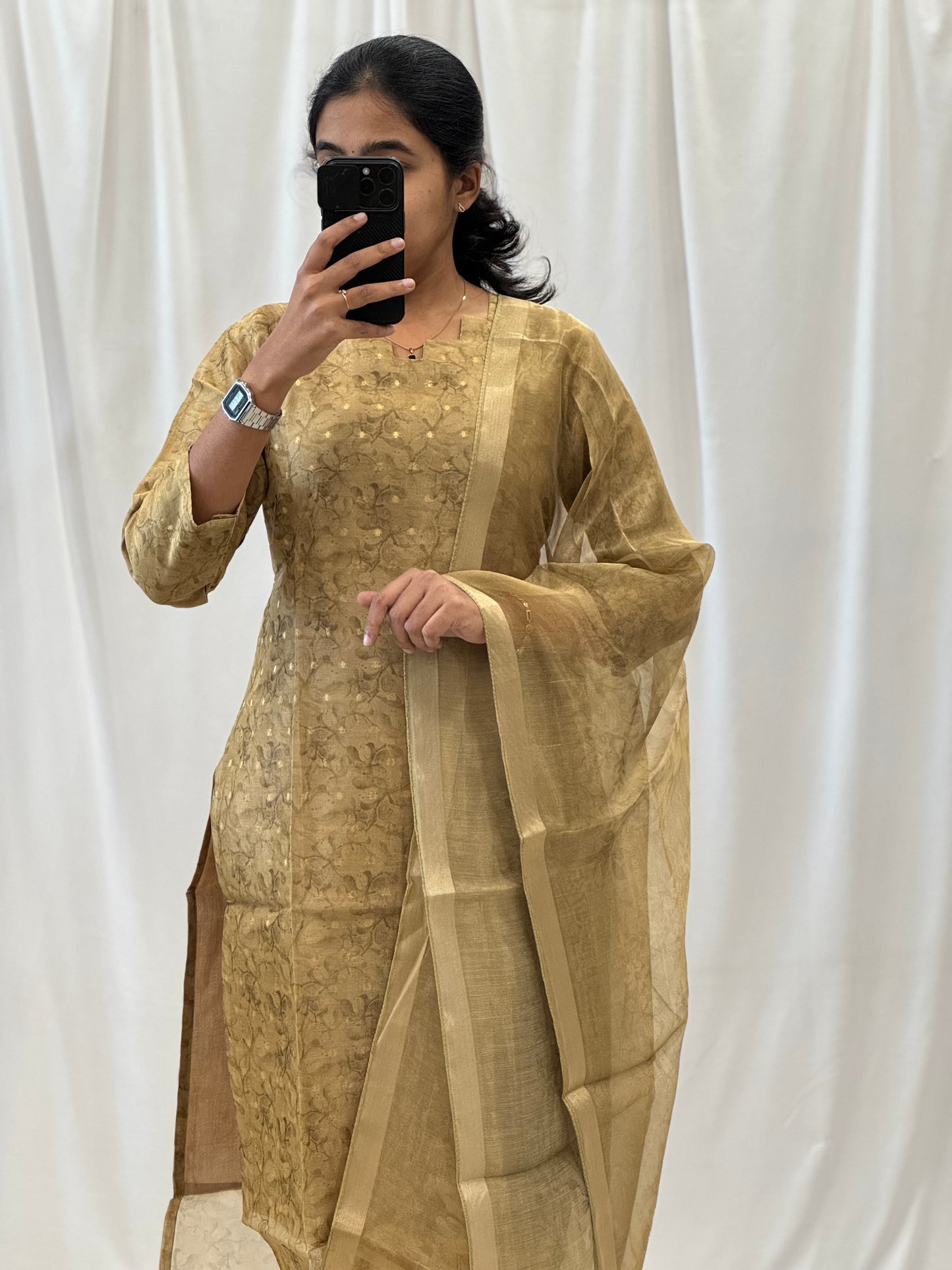 Abstract Tissue Kurti with Dupatta