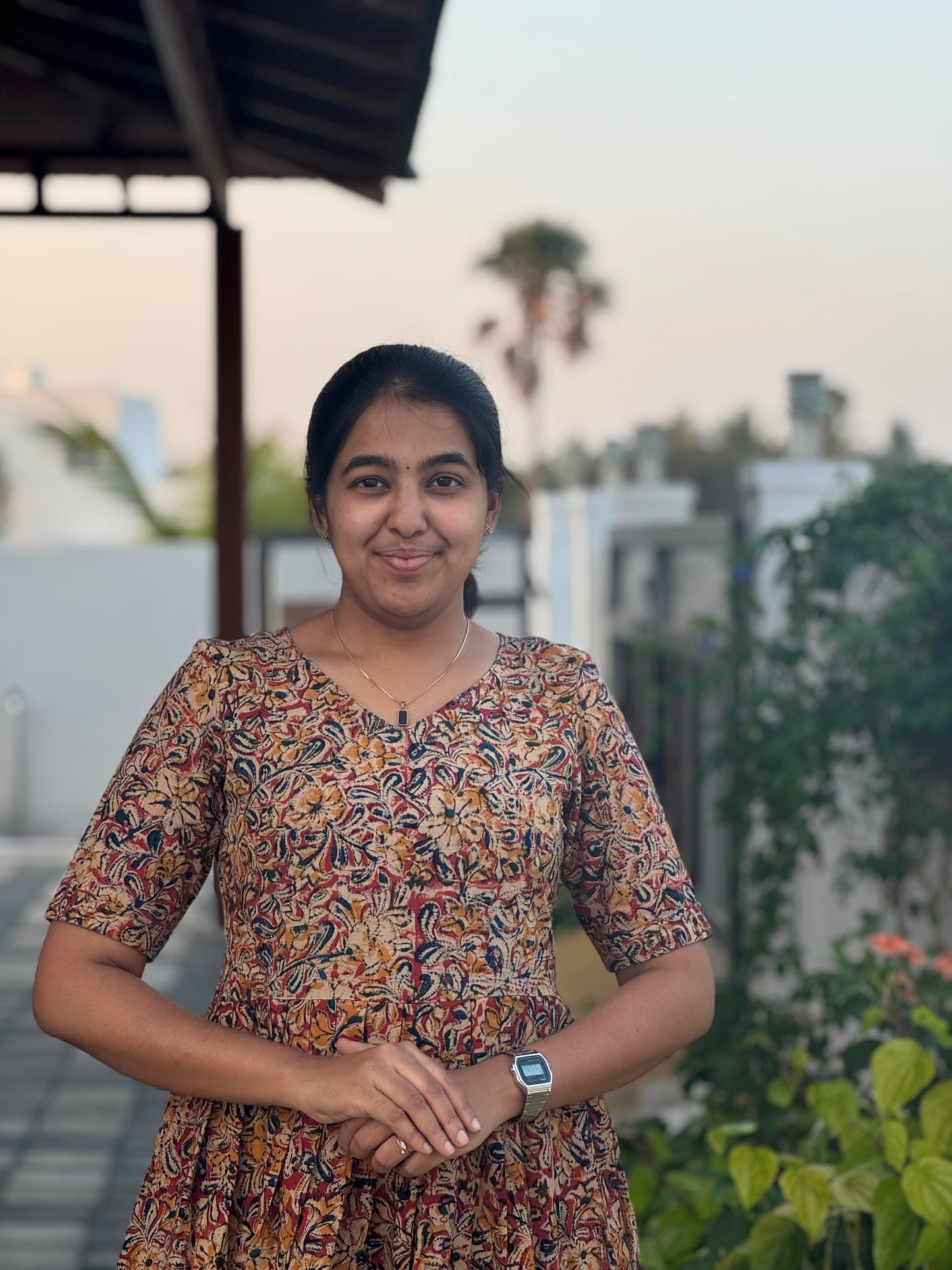 Auburn Maroon Kalamkari Cotton Maxi