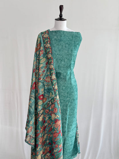 Ghicha Tussar Silk Suit with Kalamkari Dupatta