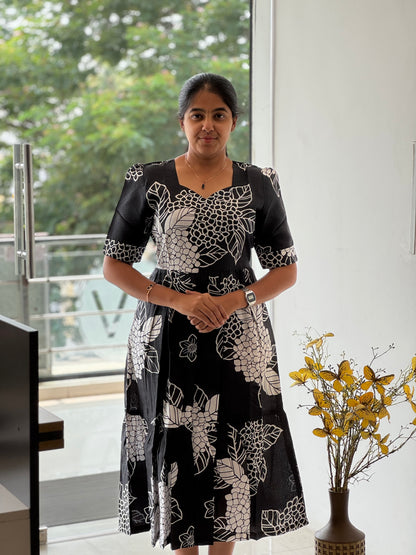 Floral Printed Two Tier Cotton Maxi