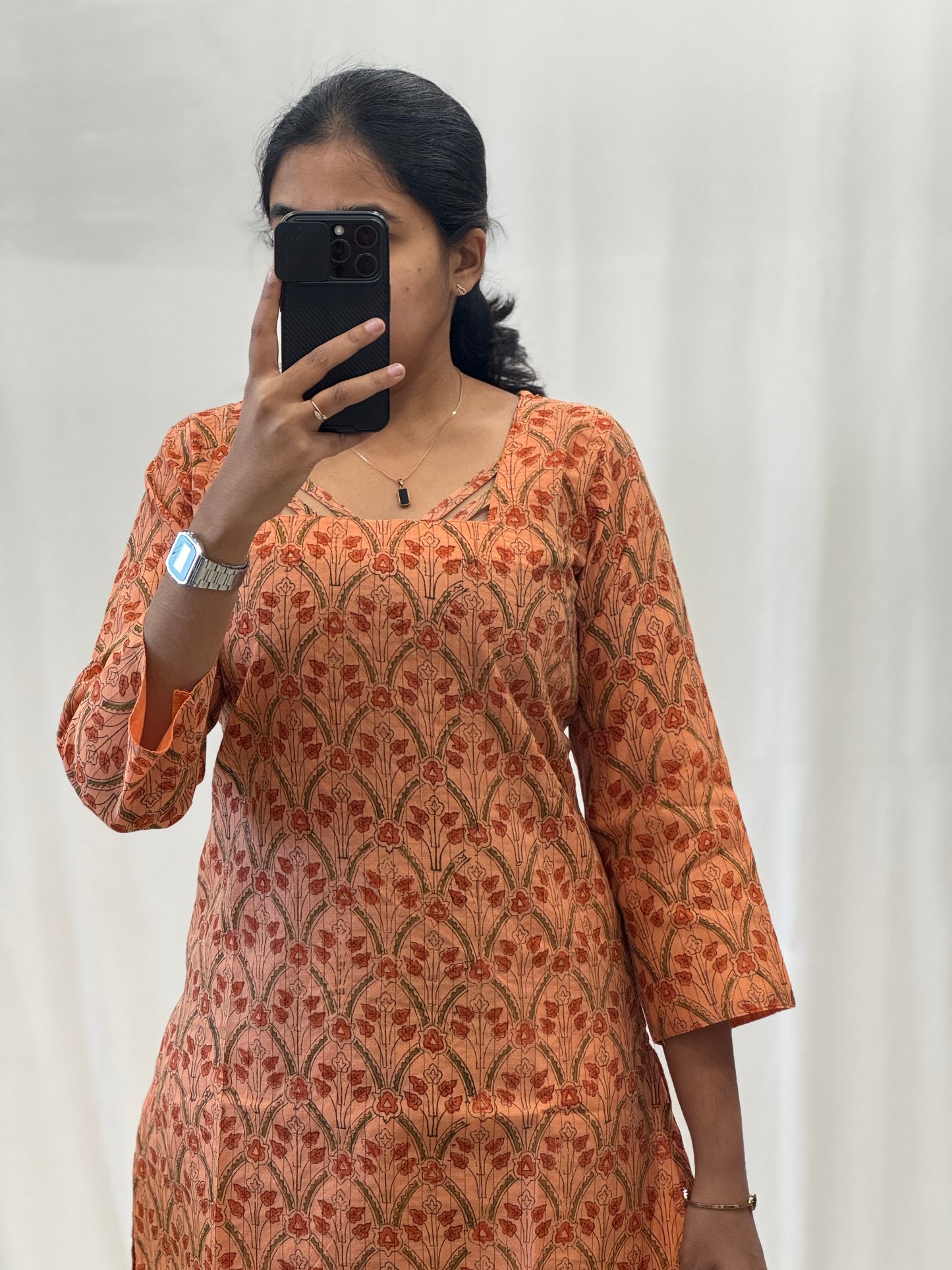 Printed Chanderi Cotton Straight Kurti