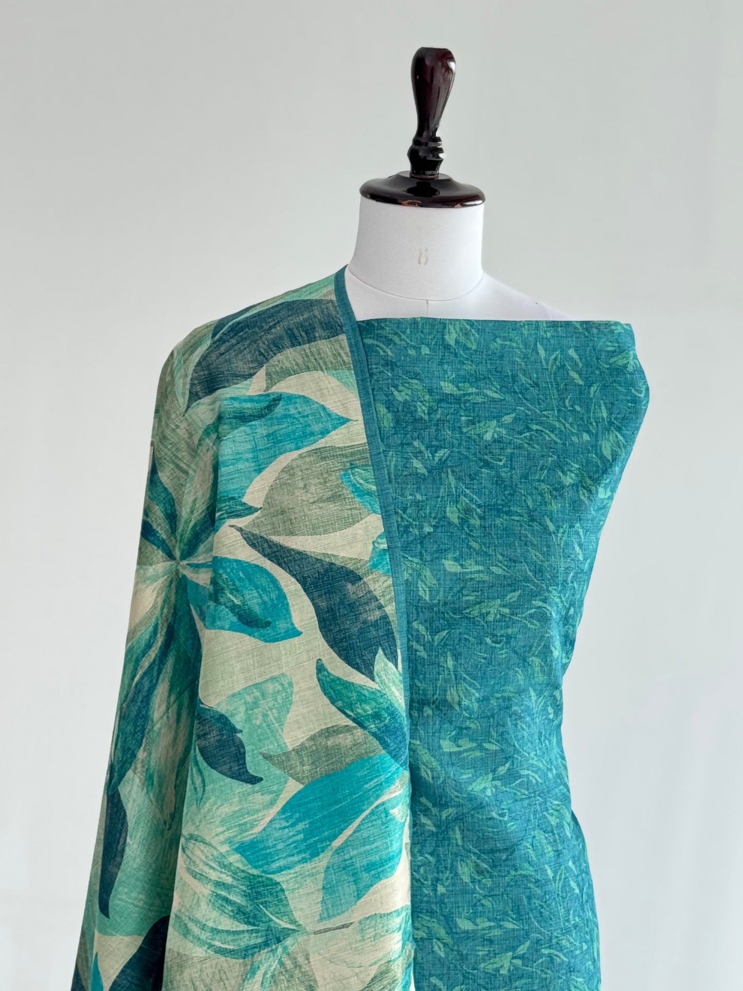 Tusser Silk Suit with Floral Dupatta