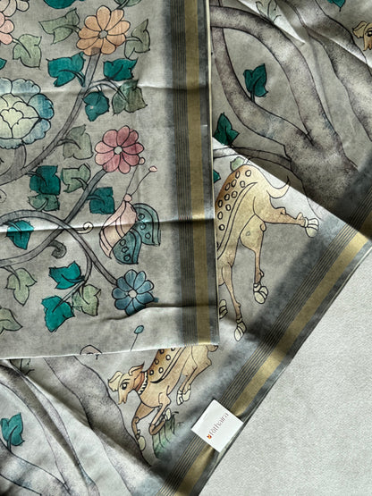 Pichwai Printed Semi Tusser Saree
