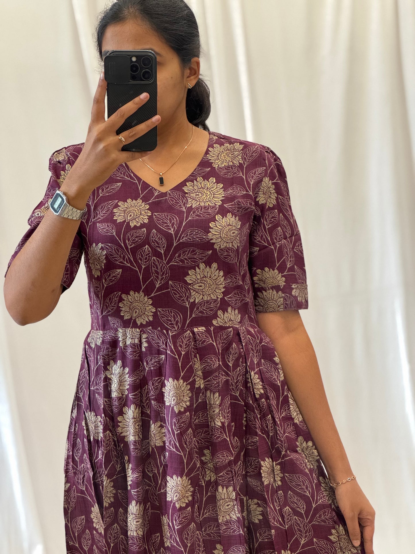 Foil Printed Rayon Umbrella Kurti
