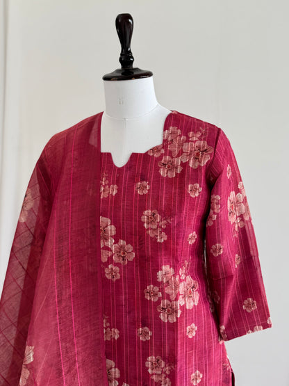 Pink Floral Tissue Linen Set