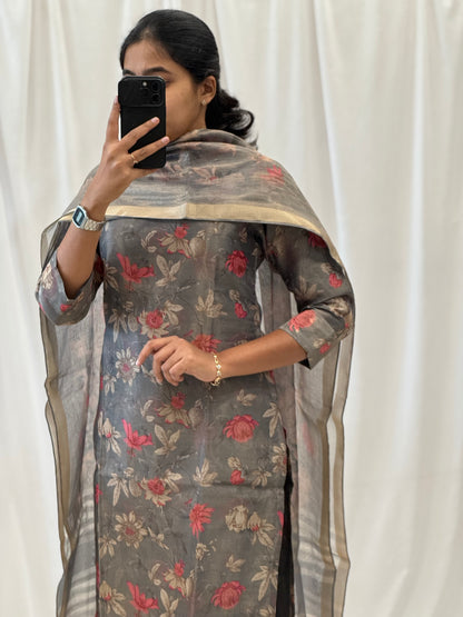 Floral Tissue kurti with Duppata