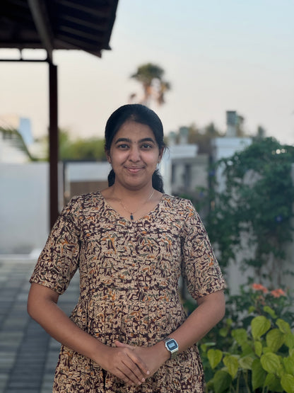 Maroon Kalamkari Cotton Maxi