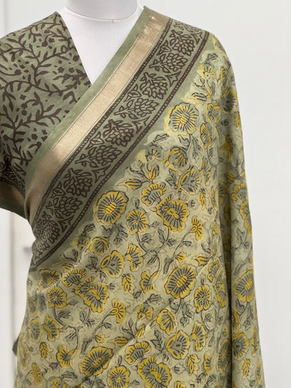 Pure Hand block printed Modal Silk Saree