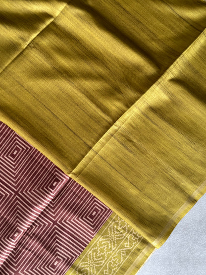 Geometric Printed Semi Tusser Saree