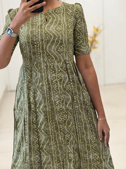Bandhani Printed Rayon Umbrella Kurti