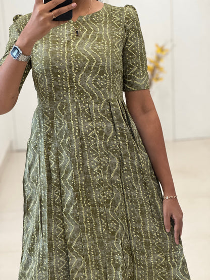 Bandhani Printed Rayon Umbrella Kurti
