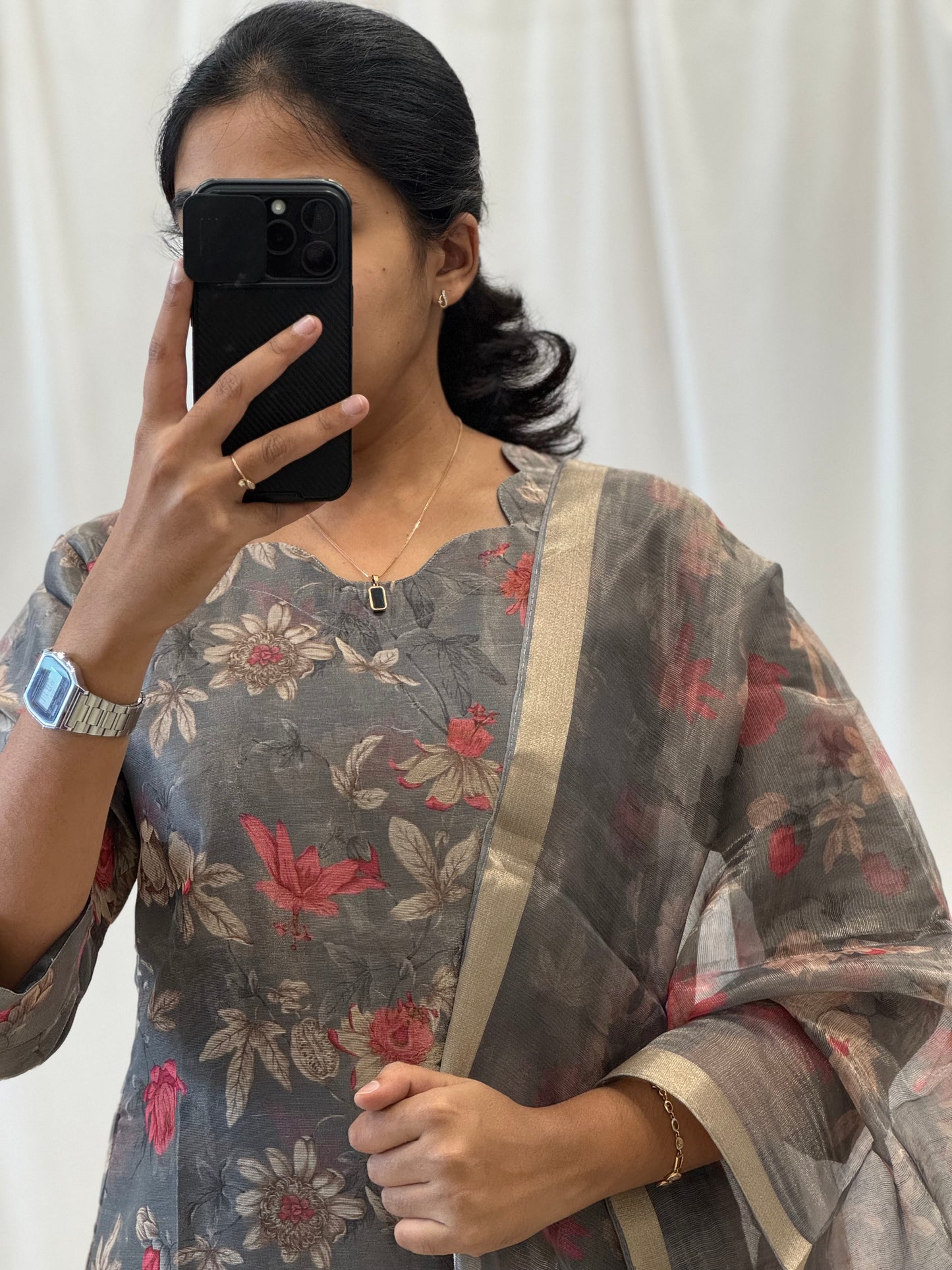 Floral Tissue kurti with Duppata