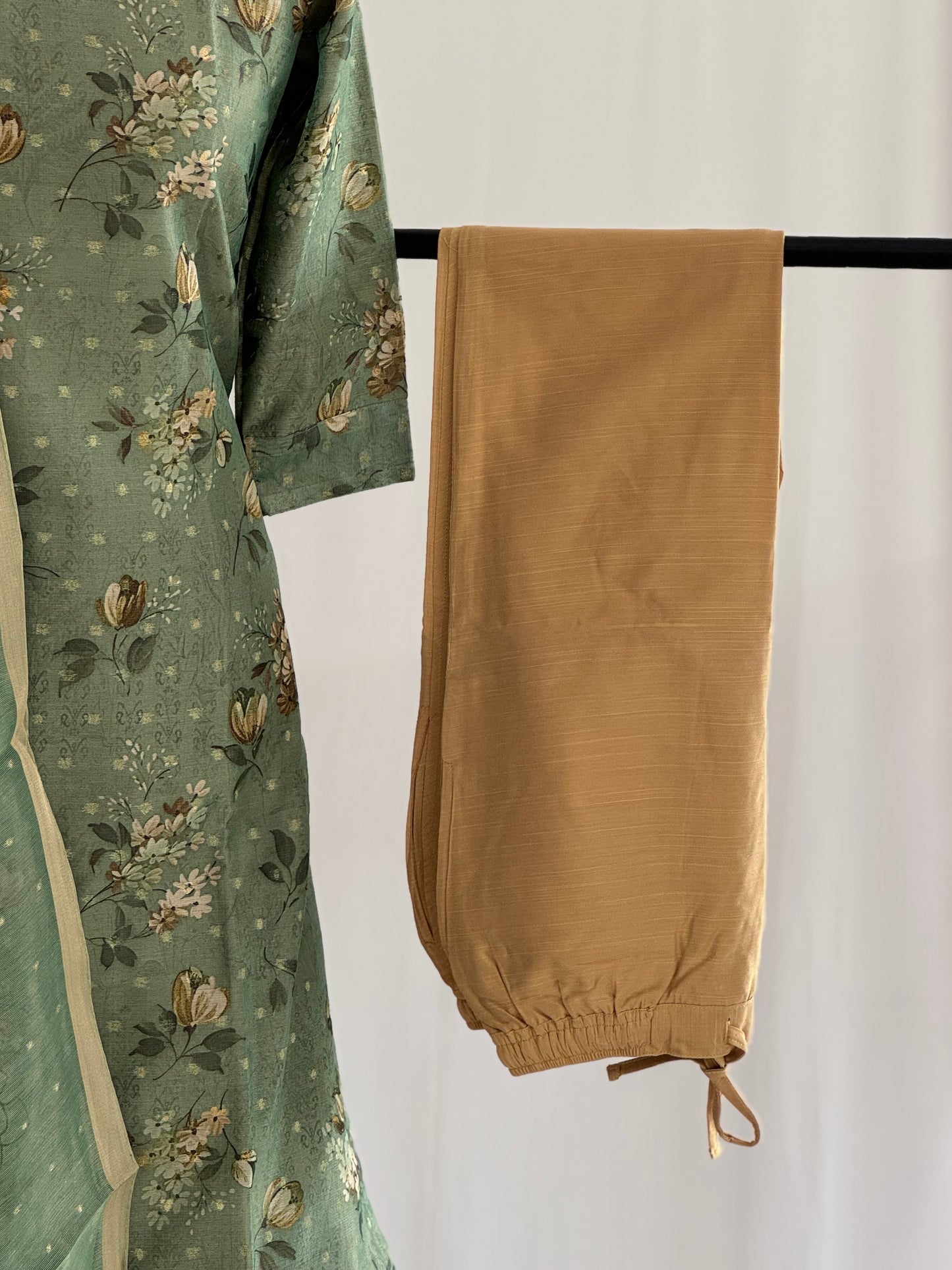 Shadow GreenTissue Chanderi 3 Piece Set