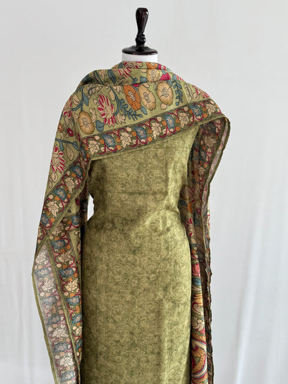 Ghicha Tussar Silk Suit with Kalamkari Dupatta