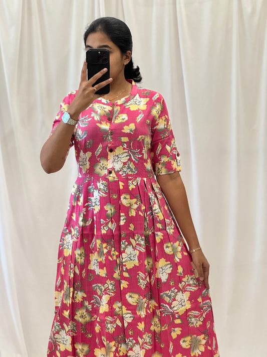 Cotton Umbrella Kurti with Chinese Collar