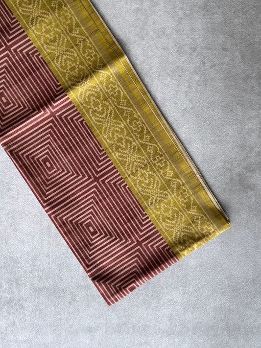 Geometric Printed Semi Tusser Saree