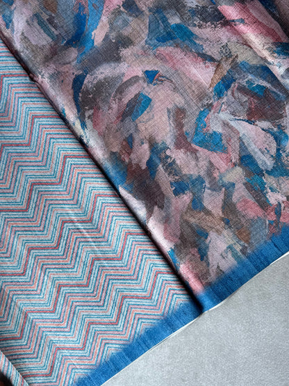 Digital Printed Semi Tusser Saree