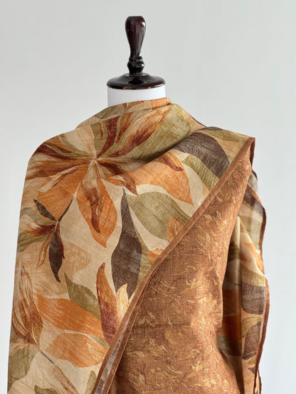 Tusser Silk Suit with Floral Dupatta